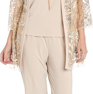 R&M Richards Elegant 3PC Pantsuit W/Sequin Lace Sheer Jacket & Tank