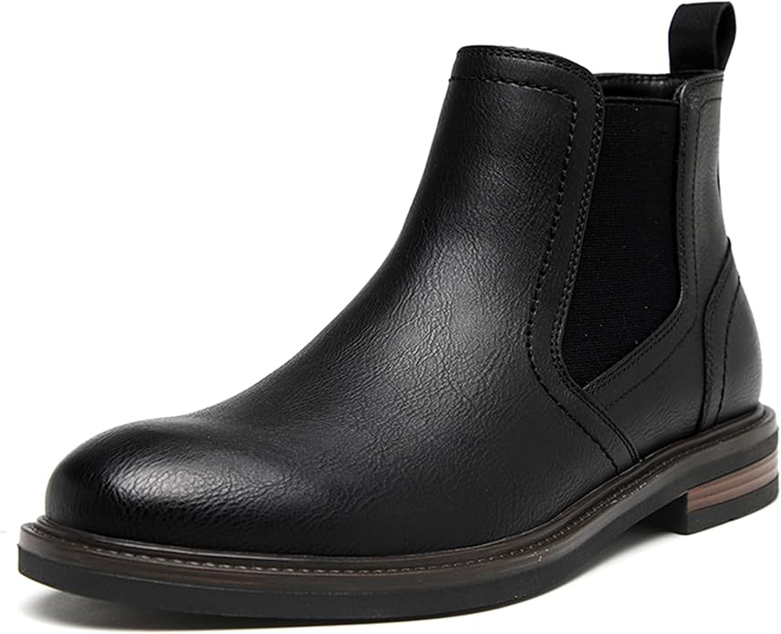 Jousen Chelsea Boots Men Polished Leather Dress Boots Stylish Classic Retro Slip On Boots for Men