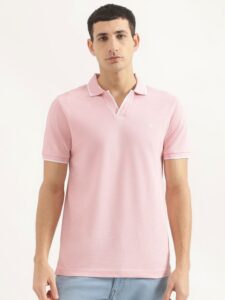 Men Solid Polo Collar Regular Fit Cotton T-shirt