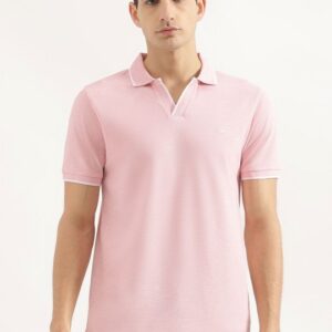 Men Solid Polo Collar Regular Fit Cotton T-shirt