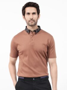 Men Rings Polo Collar Short Sleeves Regular T-Shirt