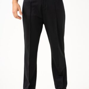 Men Gothic Black Korean Relaxed-Fit Knitted Pintuck Pants with Drawstring