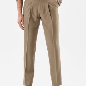 Men Slim Fit High-Rise Pleated Trousers